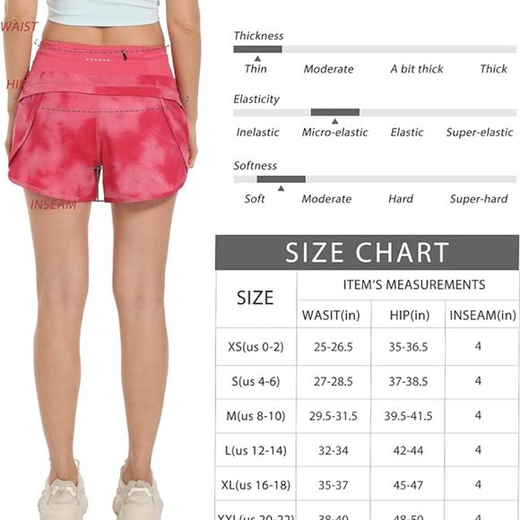 Rlaged Womens Running Shorts Rose Red Women Size XL - Picture 4 of 5